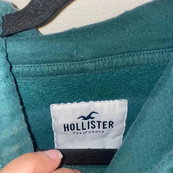 Hollister cropped hoodie Small butterflies Y2K green retro pullover 90's style - Picture 3 of 6